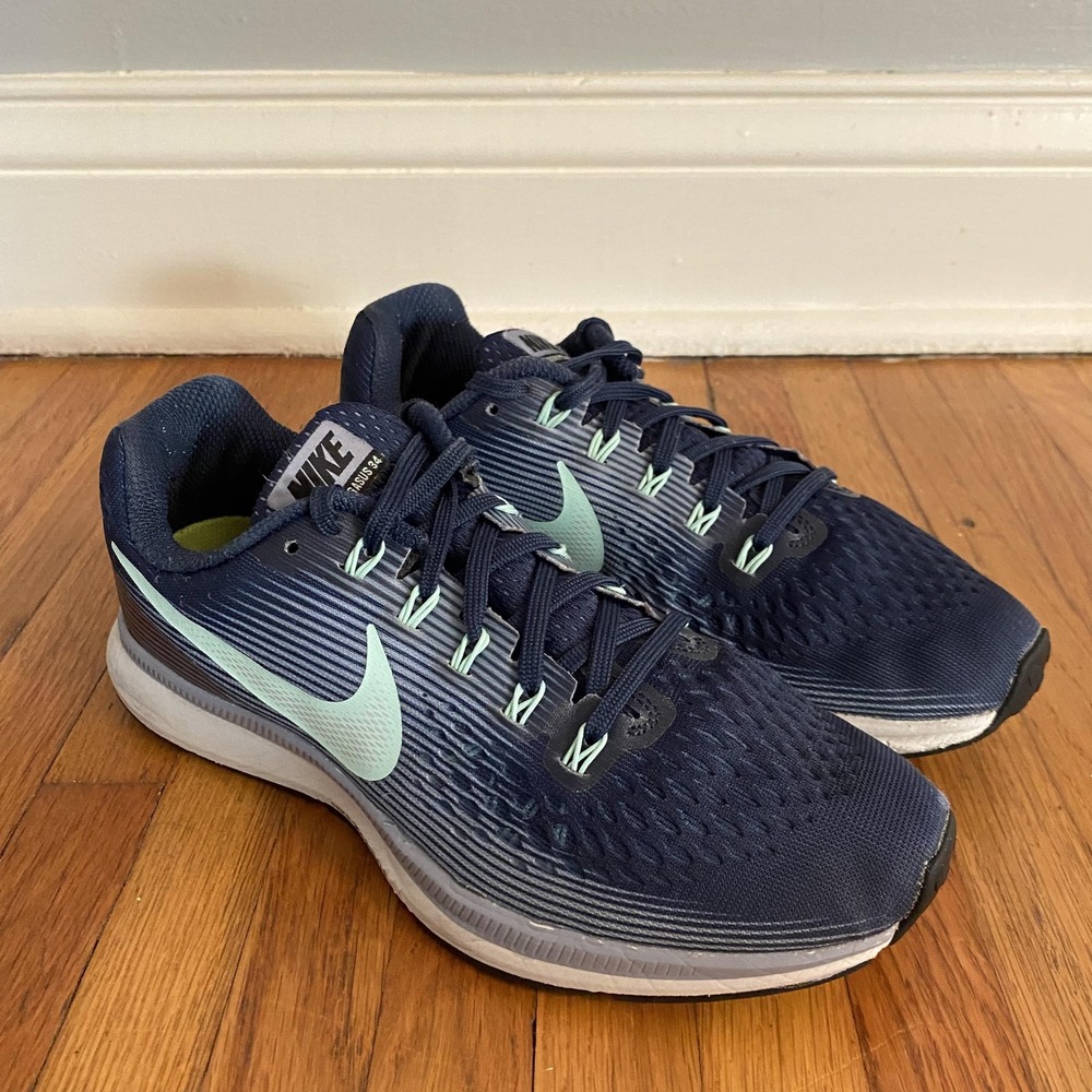 Nike Air Zoom Pegasus 34 Shoes Womens Size 8.5 Blue Mint Running 880560-405 - Picture 2 of 11